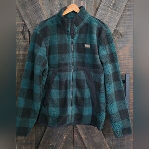 NWT Mens Medium Duluth Trading Co Dark Green and Black Sherpa Jacket